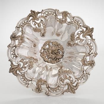 A silver centerpiece bowl, neo-Rococo, Gustav Möllenborg, Stockholm 1848.
