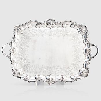 288. An English silver tray, mark of Robert Hennell III, London, England 1843.