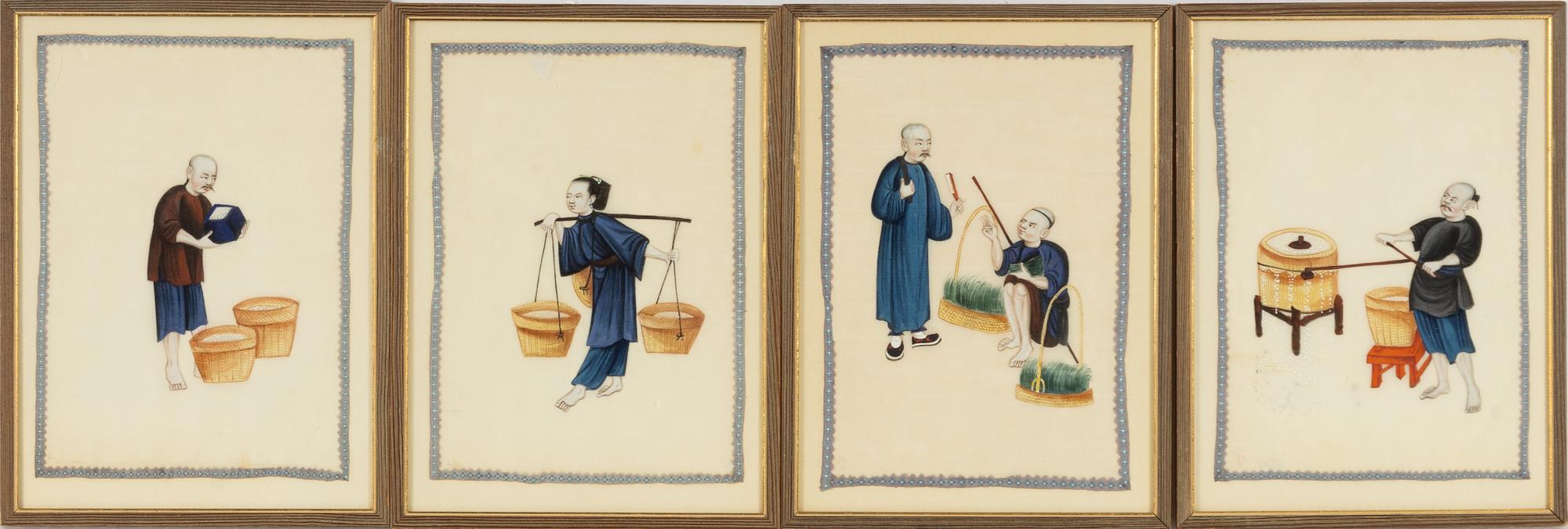A group of twelve Chinese gouache paintings, late Qing dynasty / around 1900.