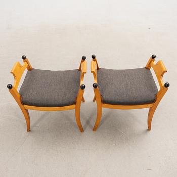 Stools, a pair, Karl Johan, mid-19th century.