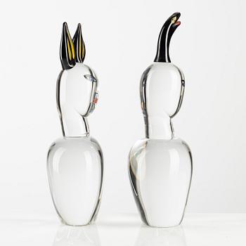 Ulrica Hydman-Vallien, two glass sculptures, Kosta Boda, Studio Edition, numbered 79/250 & 122/250.