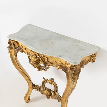 Spegel med konsolbord, nyrokoko, 1800-talets andra hälft.