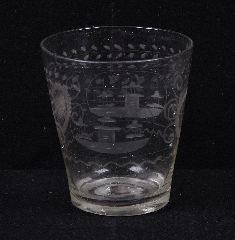 BÄGARE, glas, 1700-tal.