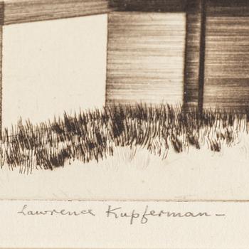 Lawrence Edward Kupferman, etching and drypoint, signed.