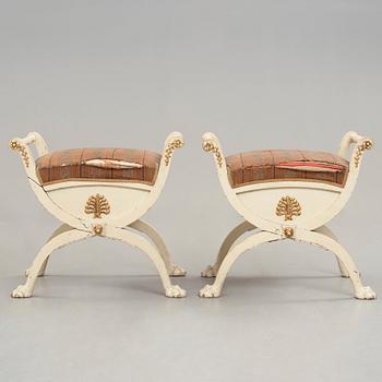 A pair of late Gustavian early 19th century stools.