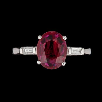 1130. A ruby, 2.06 cts, and diamond circa 0.10 ct, ring.