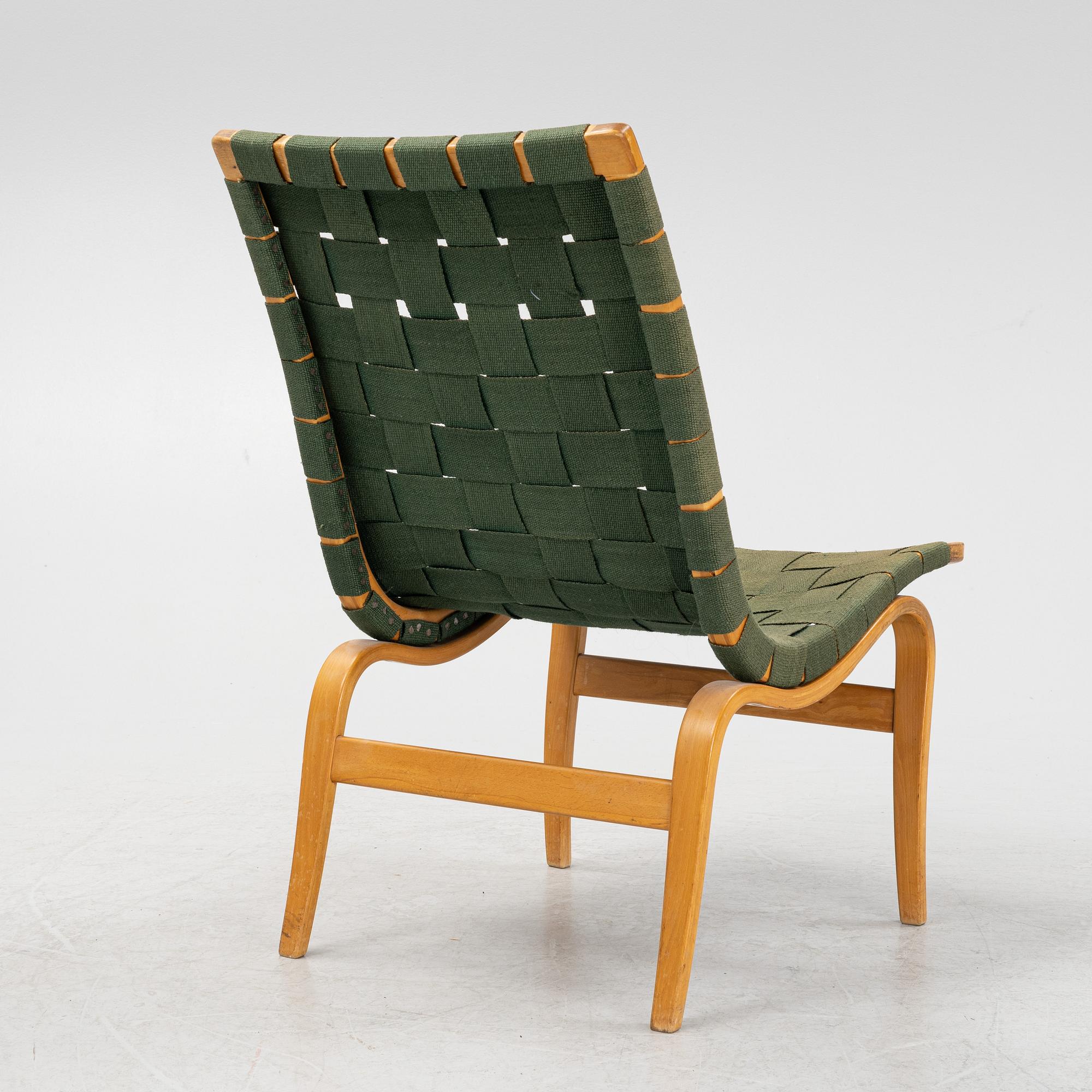 Bruno Mathsson, fåtölj, "Eva", Firma Karl Mathsson, Värnamo, daterad -41.