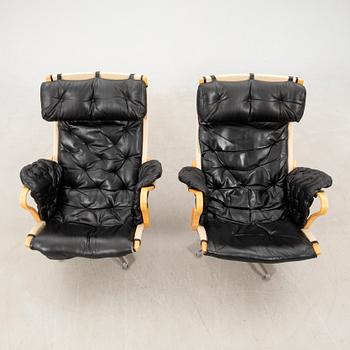 Bruno Mathsson, Swivel armchairs 1 pair, "Pernilla Roto" for DUX late 20th century/early 21st century.