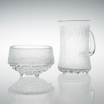 TAPIO WIRKKALA KANNA OCH SKÅL av glas, "Ultima Thule", Iittala.