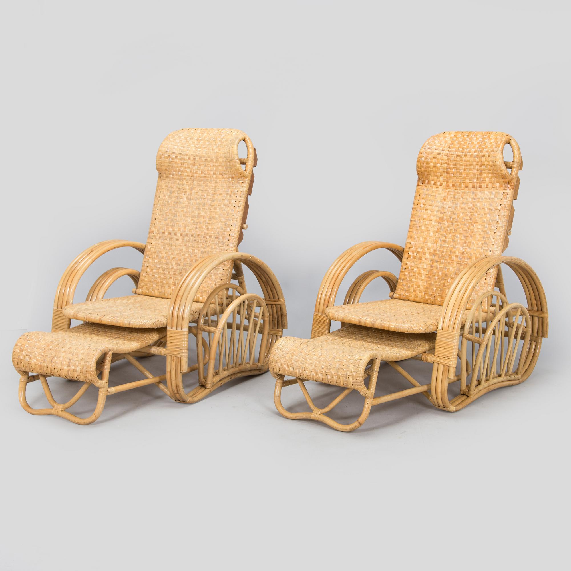 A rattan lounger, late 20th century.