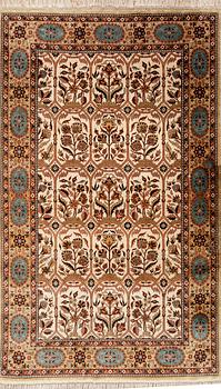 Oriental silk rug, old, approximately 155x93 cm.