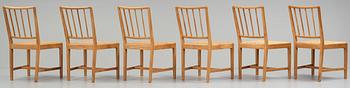JOSEF FRANK, a set of six elm and rattan dining chairs, model 800.