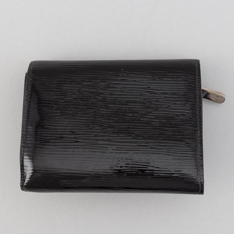 Louis Vuitton, a patent epi wallet.