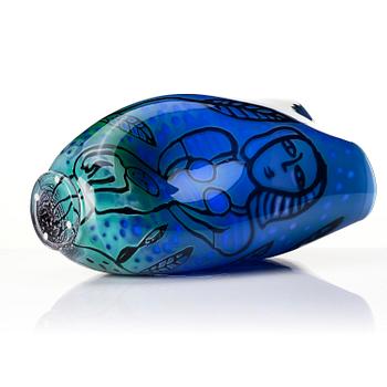 Ulrica Hydman-Vallien, a glass vase, Kosta Boda, Sweden, edition 1/10.