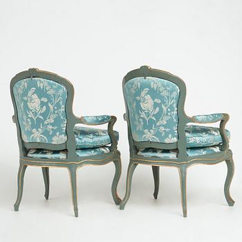 A pair of Swedish Rococo 18th century chairs.