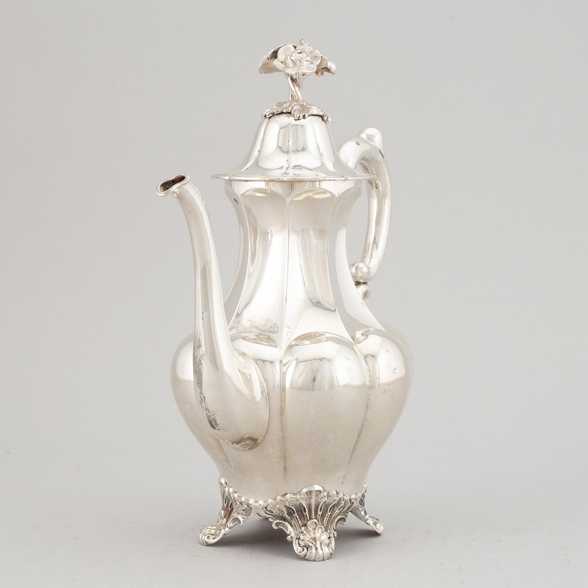 A Swedish 20th century silver coffee-pot, mark of A.G. Dufva, Stockholm 1922.