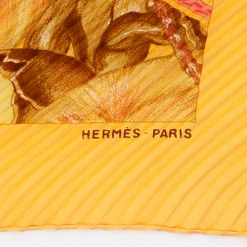 Hermès, scarf, pleated, "Jardin Creole detail".