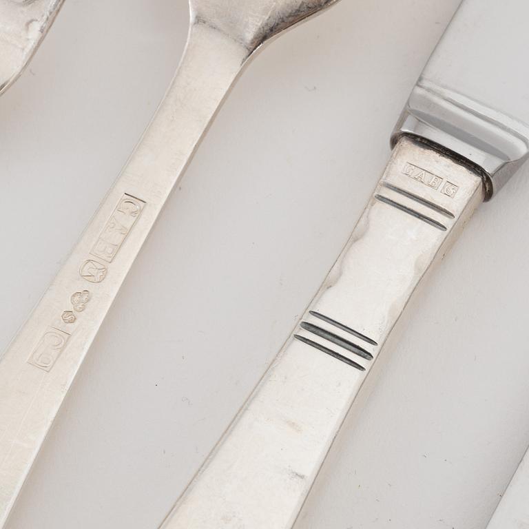 Jacob Ängman, a silver cutlery, model 'Rosenholm', GAB. (57 pieces).