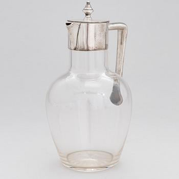 A sterling silver and glass wine carafe, Elkington & Co, Birmingham 1912.