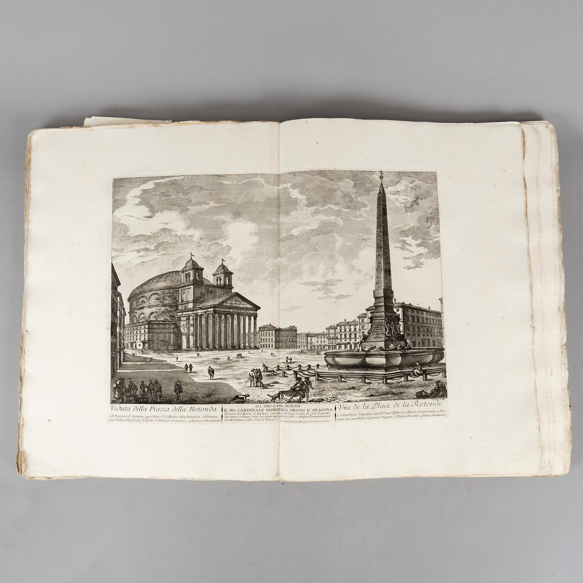 44 magnifika dubbelsidiga planscher från Rom, 1763.