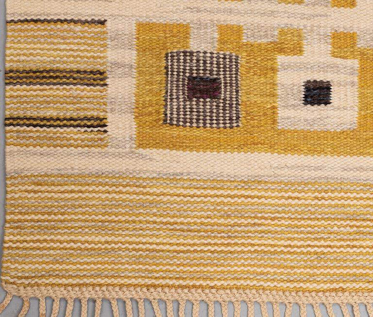 Berit Koenig, A carpet, "Tjuven i Bagdad, gul", flat weave, ca 238,5 x 177 cm, signed SH BK.