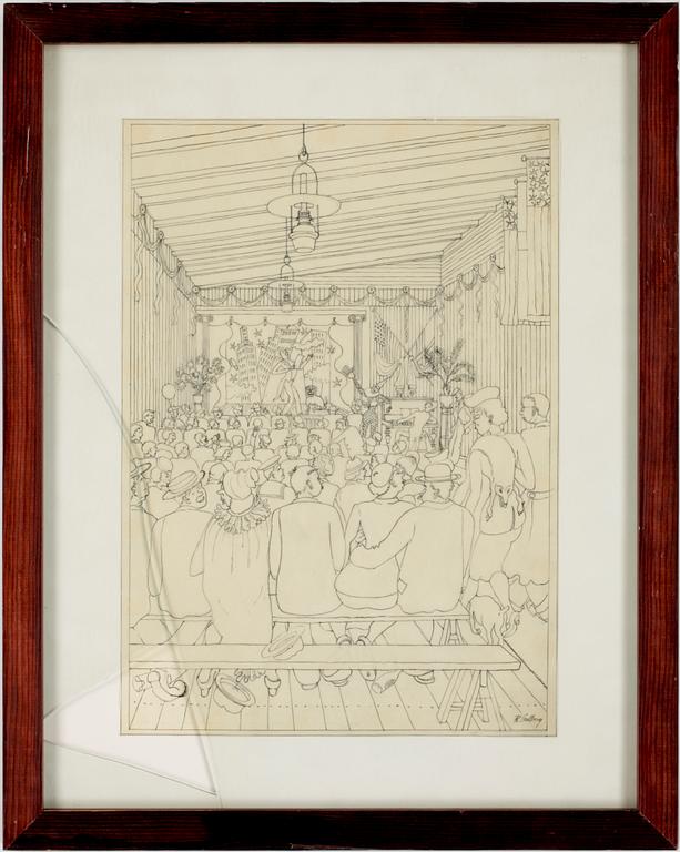 RUDOLF CARLBORG, 9 st, tuschteckningar, sign.