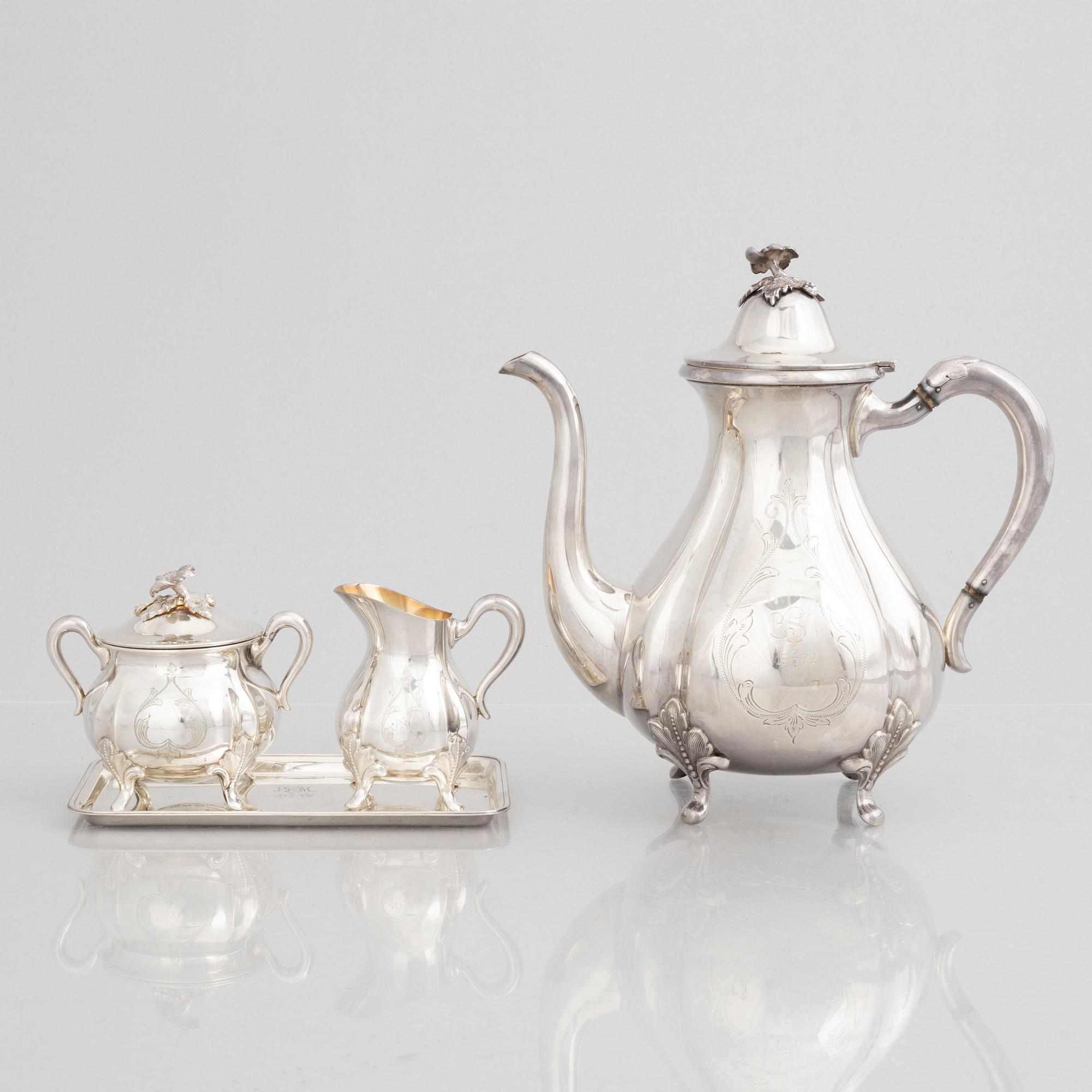 A 4-piece Swedish silver coffee service, mark of GAB, Stockholm 1953-1964.