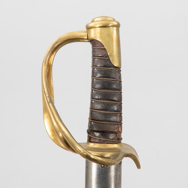 A French sabre, 1822 cavalry pattern, with scabbard.