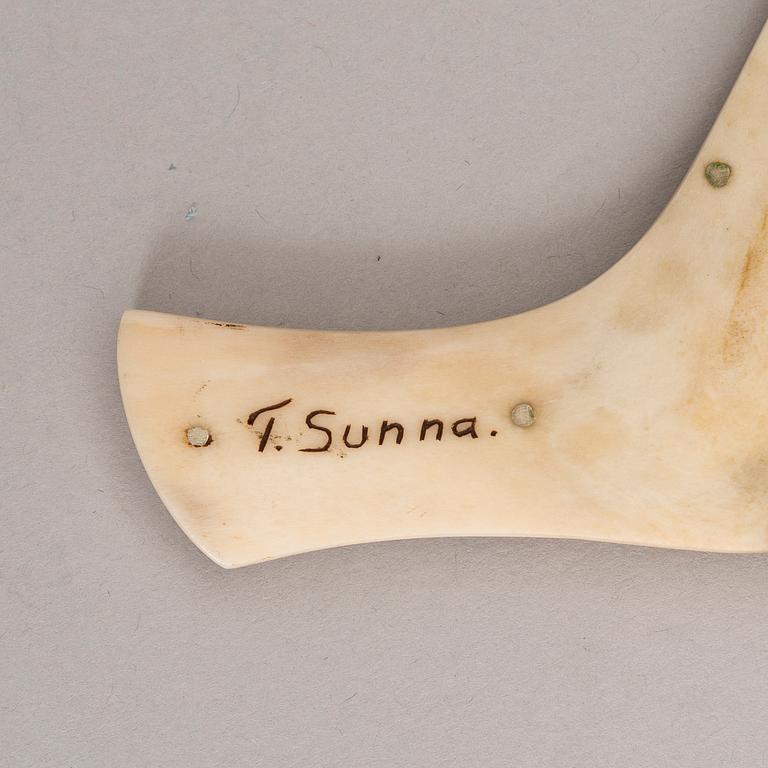 TORE SUNNA, puukko, signeerattu T. Sunna, Vettasjärvi, Ruotsi.