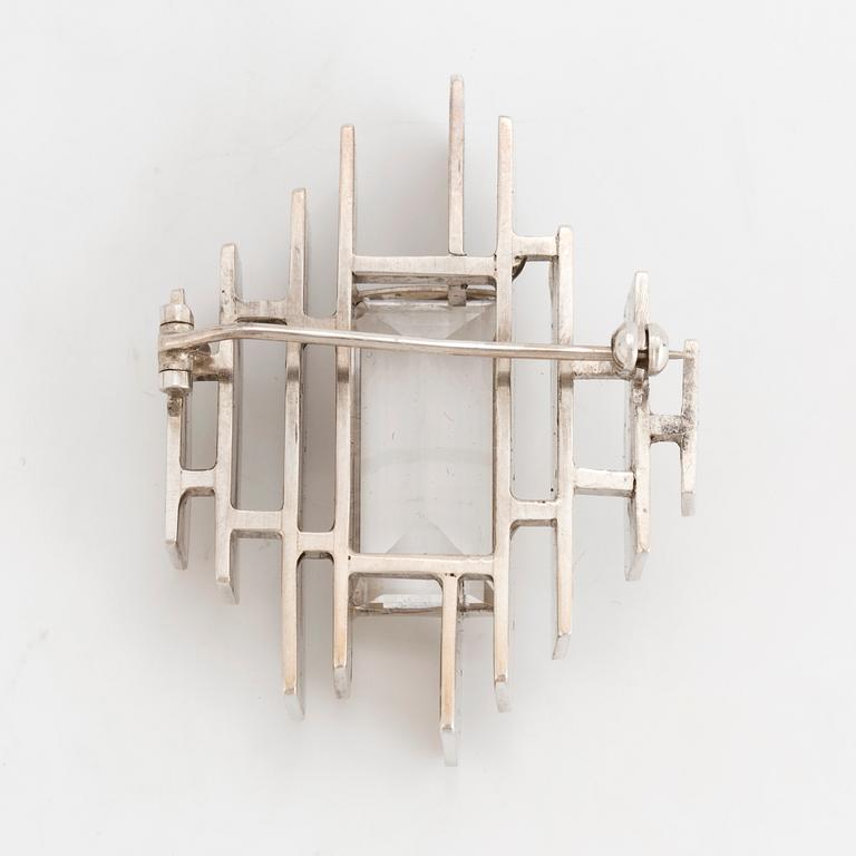 REY URBAN, a sterling silver and rock crystal brooch from Stockholm, 1965.