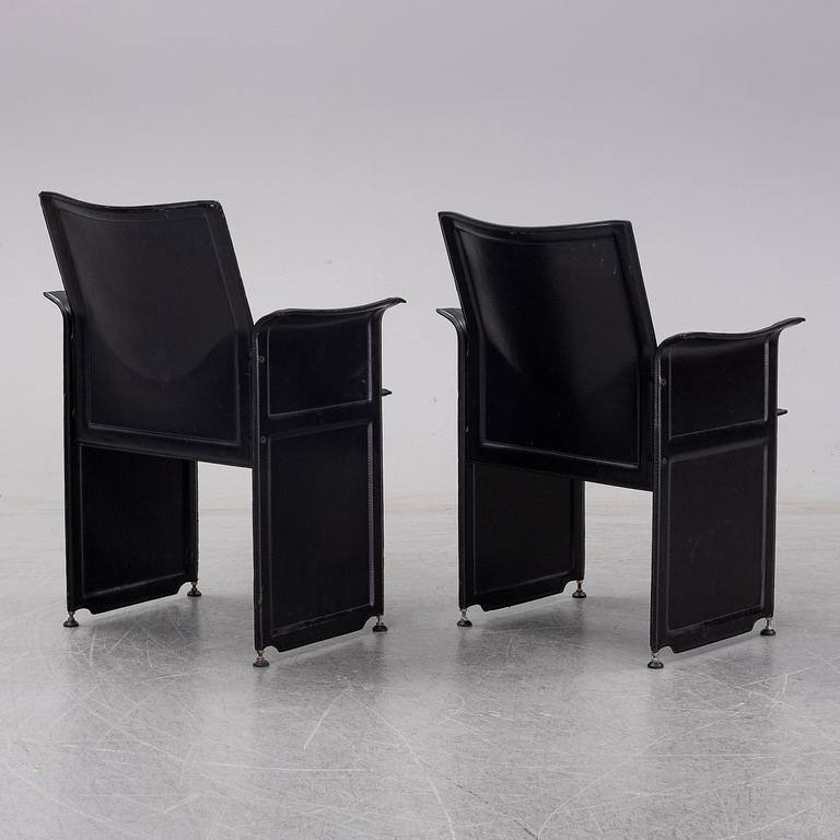Tito Agnoli, 6 leather 'Korium' chairs.  Matteo Grassi.