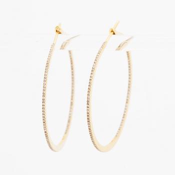 Sophie by Sophie, 18K gold and diamond hoop earrings.