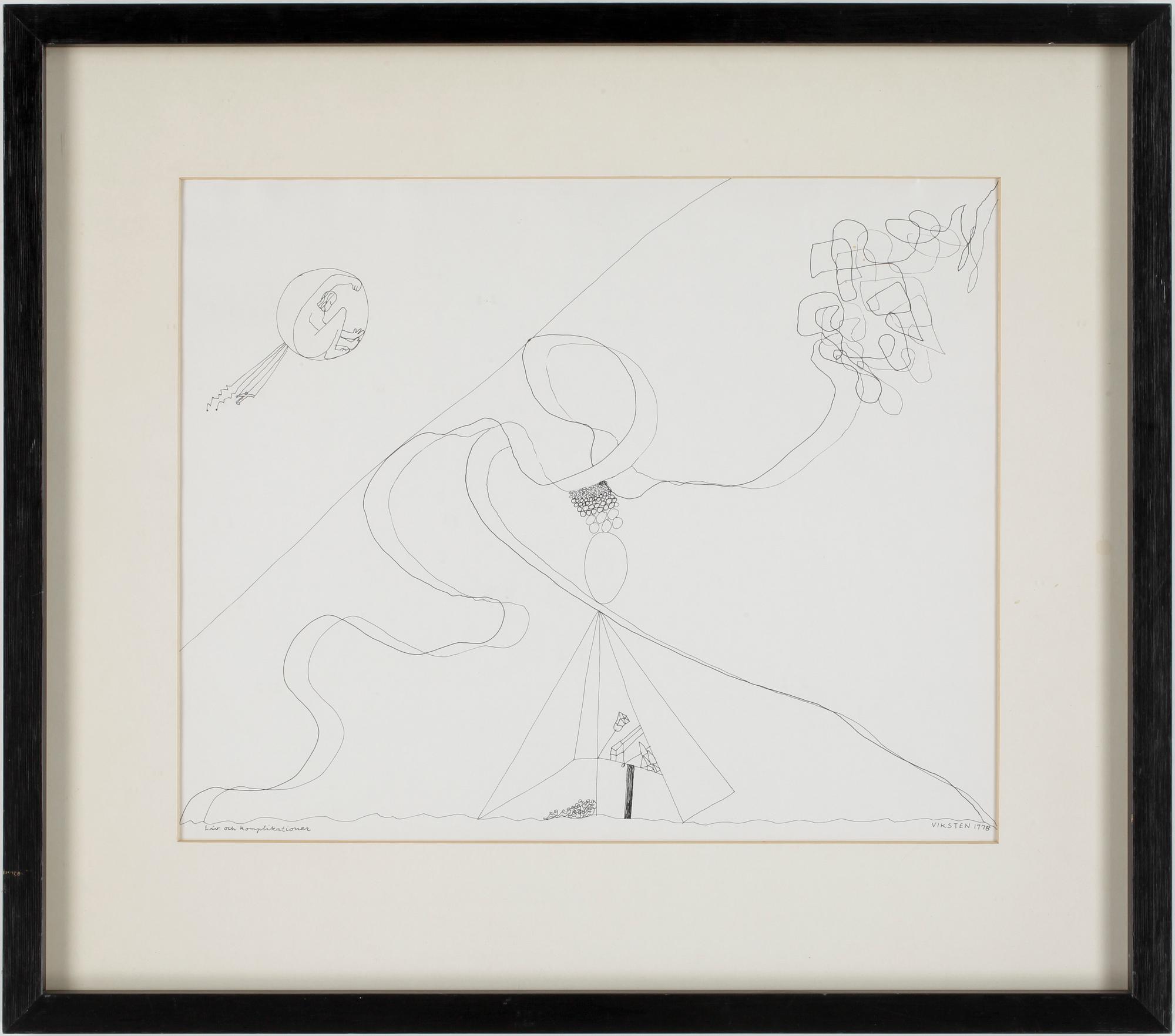 HANS VIKSTEN, 2 st tuschteckningar, samramade, sign o dat 75.