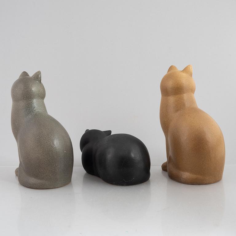 Lisa Larson, three cat figurines, K-studion, Gustavsberg, Sweden.