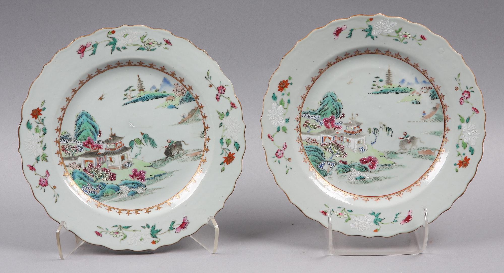 TALLRIKAR, 4 st, porslin, Kina, 1700-tal.