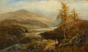 Unknown artist, England, 19th century. Landscape with figures.