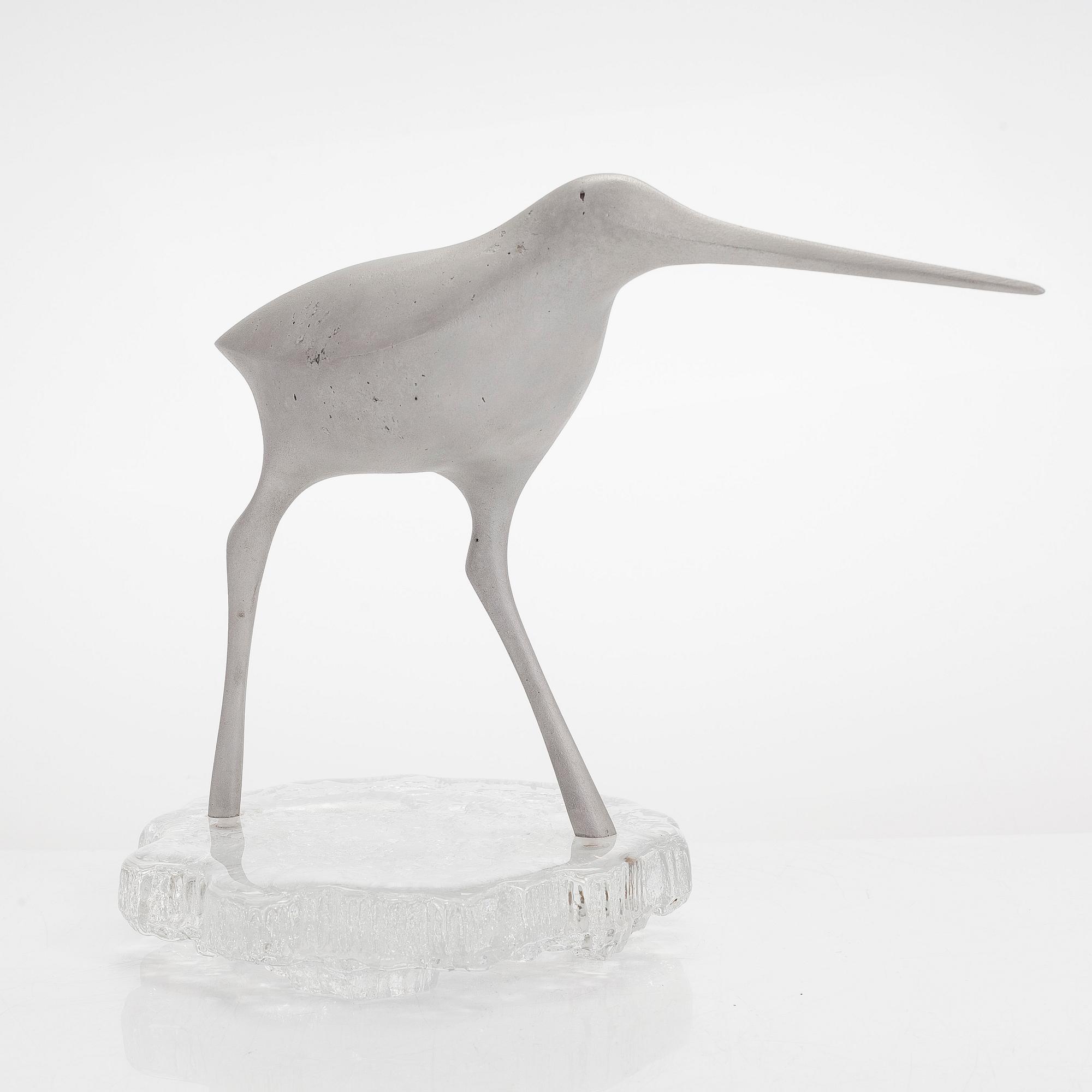 Tapio Wirkkala, skulptur, "Suokurppa" (Beckasin), stämplad Kultakeskus Oy Design: Tapio Wirkkala Made in Finland.