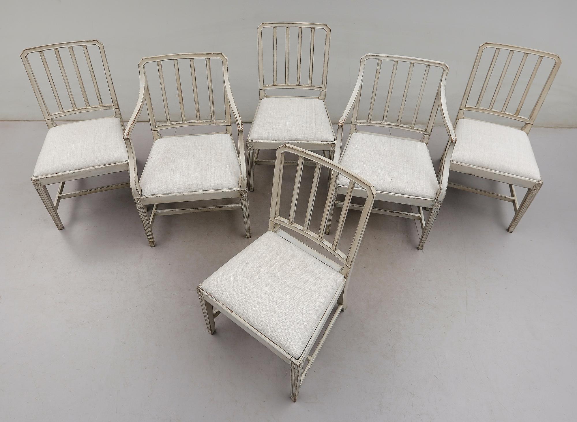 KARMSTOLAR 1 par OCH STOLAR 4 st, 1800-talets första hälft.