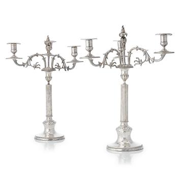 192. A pair of Swedish Gustavian silver candelabra, mark of Anders Isleben, Norrköping 1793.