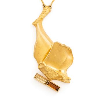 617. Björn Weckström, a necklace "Taiga", 18K gold with faceted bars of quartz, Finland. For Lapponia.