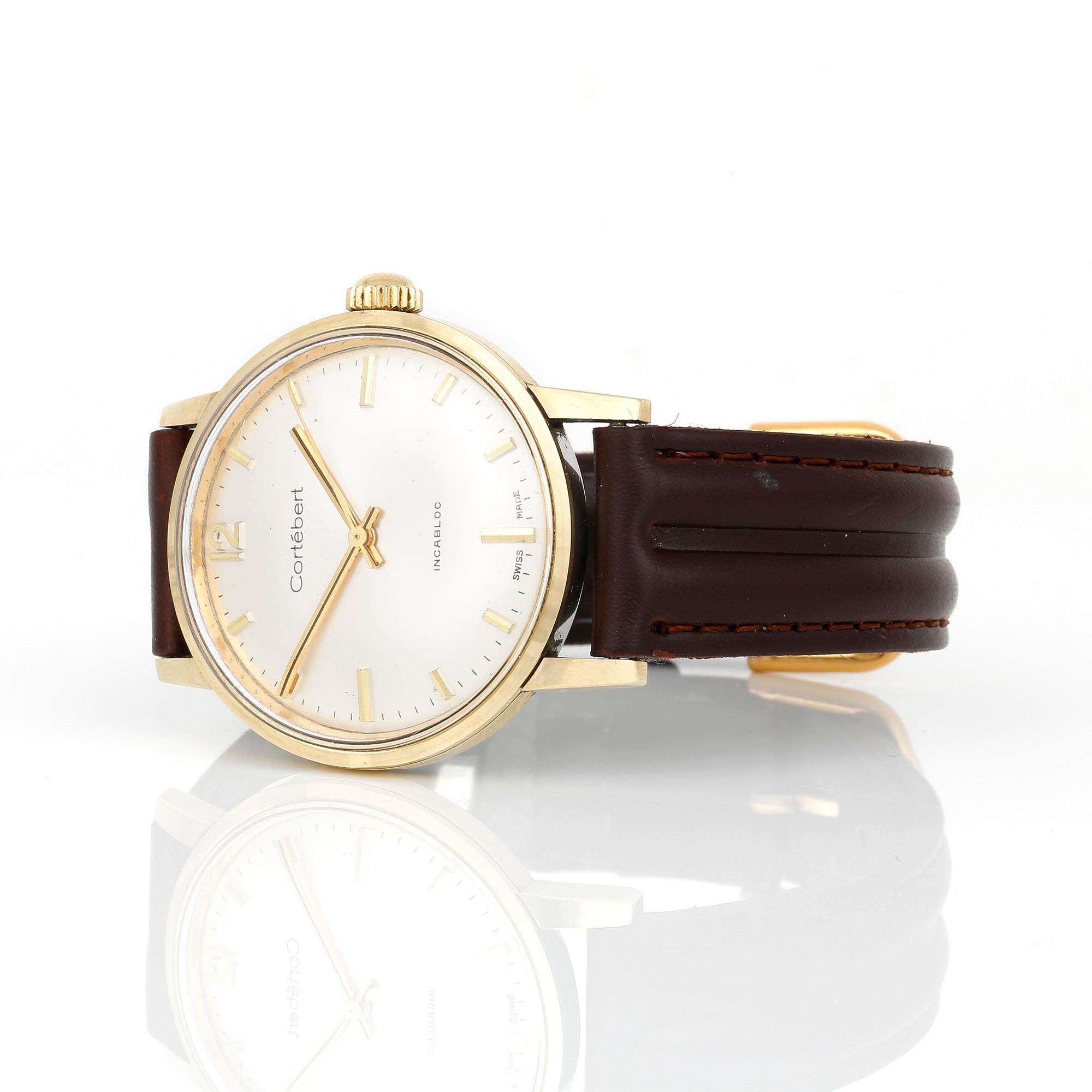 ARMBANDSUR, stål och 14K guld, Cortébert, Incabloc, 1900-talets mitt.