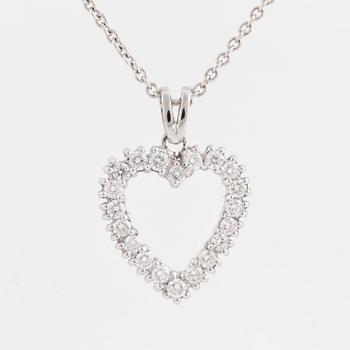 A brilliant cut heart shaped diamond pendant.