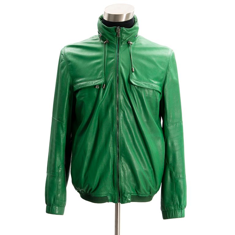 AN ETRO LEATHER JACKET, size M.