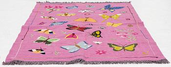 Rug, hand-embroidered Kelim, ca. 185 x 125 cm.