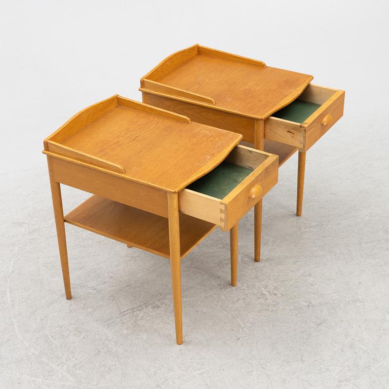 Bedside tables, a pair, AB. Erik Andersson & Co Snickerifabrik, Rottne, 1950s/1960s.