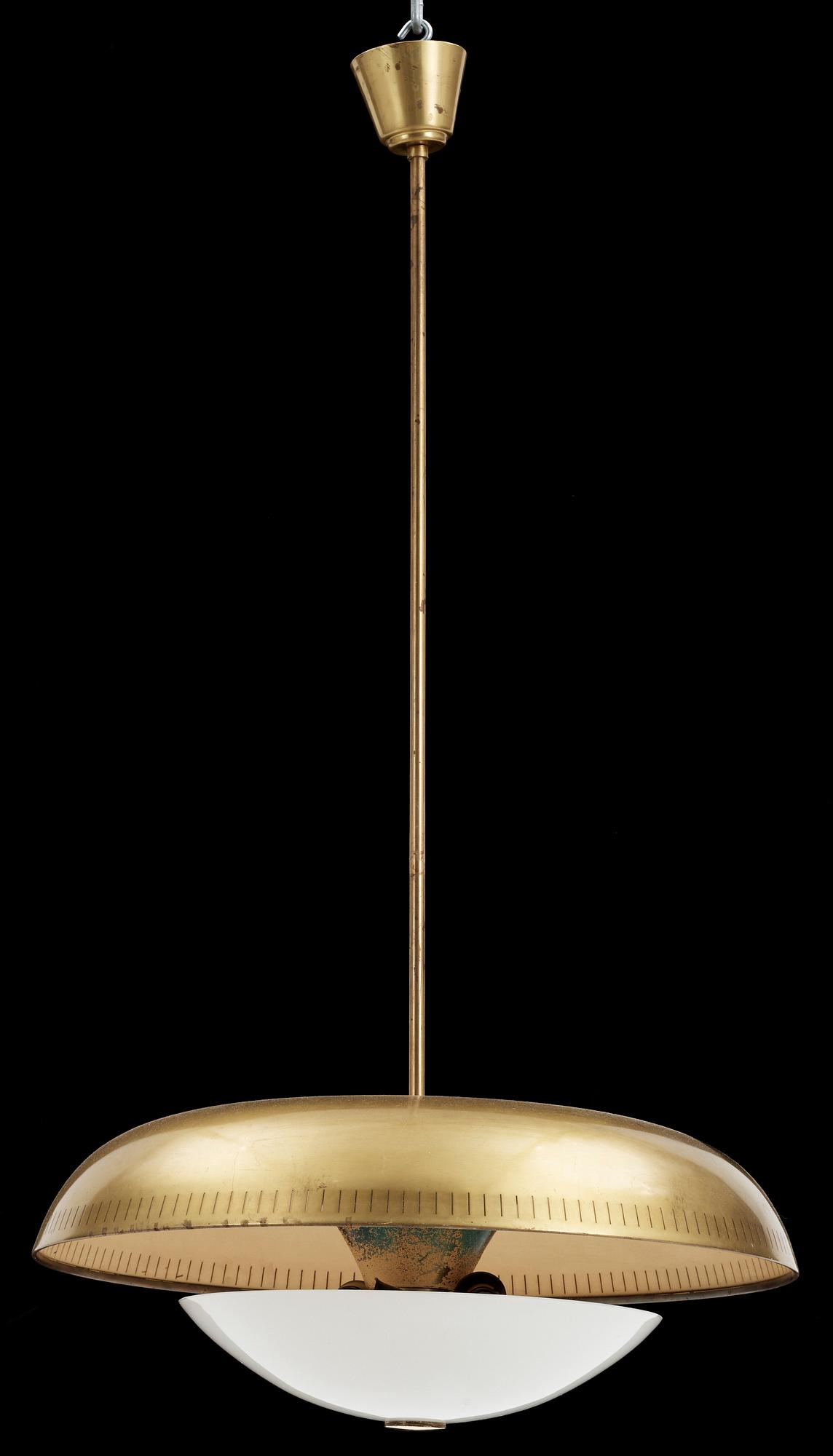 TAKLAMPA, mässing, Sverige, 1940/50-tal. H 110.
