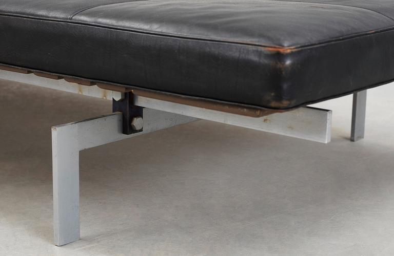 A Poul Kjaerholm black leather 'PK-80' daybed by E Kold Christensen, Denmark.