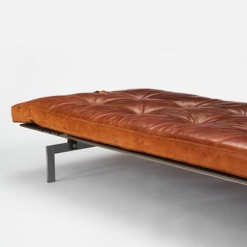 Poul Kjaerholm, A 'PK-80' steel and brown leather daybed, E Kold Christensen, Denmark 1960s.