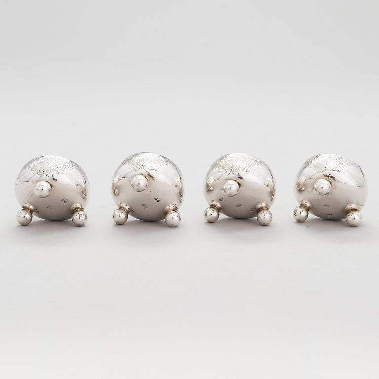 SALTKARSSET för fyra, sterling silver, London 1883.