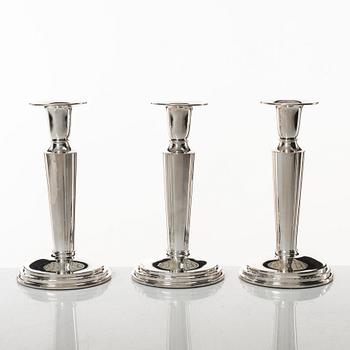 Candlesticks, three pieces, silver, TESI, Gothenburg 1962.